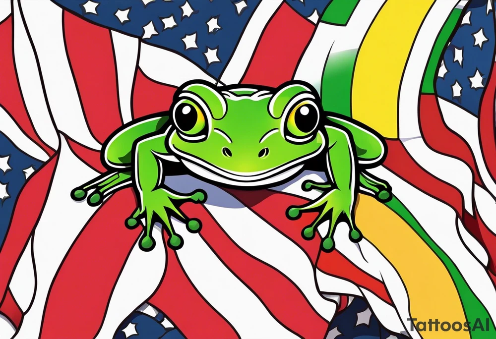 cute frog pride flag tattoo idea