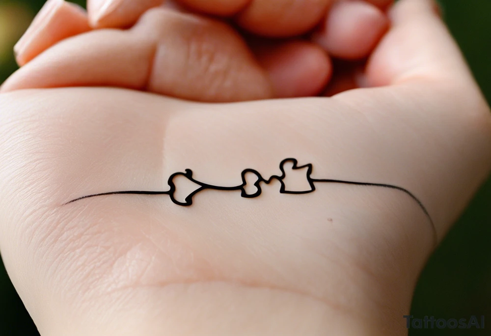Puzzle Piece: A fine, clean outline with no shading, keeping the design light and elegant. Two pieces connected. 
Handwritten Text: inside the puzzle piece, your sister’s words “to my favorite sister,” carefully preserving the integrity of her handwriting.
This will create a balanced, meaningful design that's simple yet full of emotion—perfect for a small ankle tattoo. tattoo idea