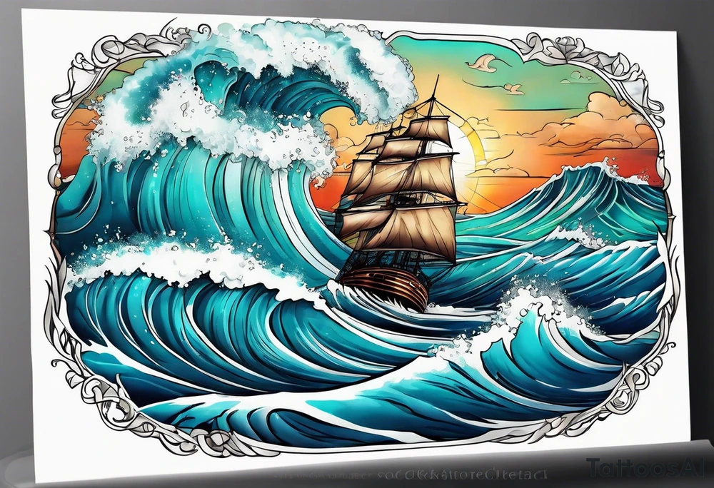 rough ocean tattoo idea