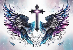 Constellation, Angel wing , snow , cross tattoo idea