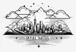 skyline tattoo with clouds tattoo idea