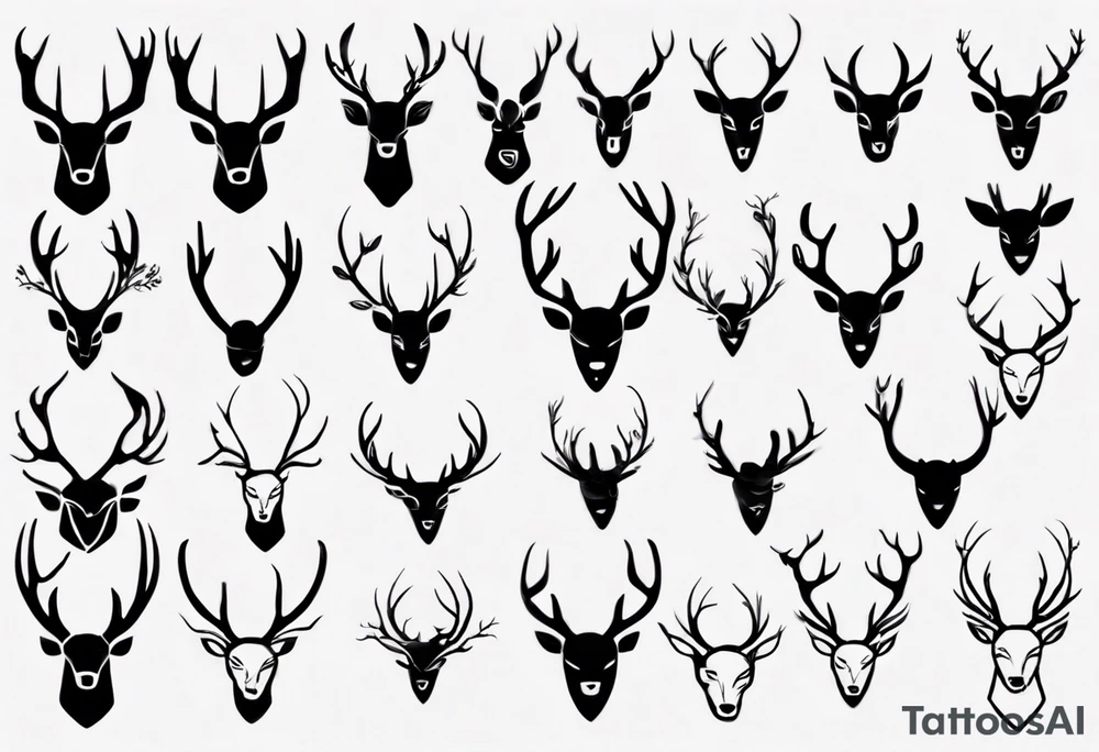 Very simple deer's head and the within the antlers are the letters "M" and "S" tattoo idea