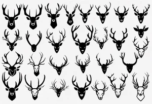 Very simple deer's head and the within the antlers are the letters "M" and "S" tattoo idea
