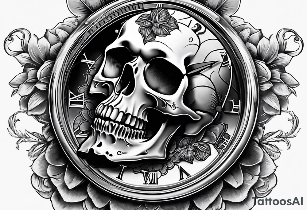 Skull with watch tattoo idea