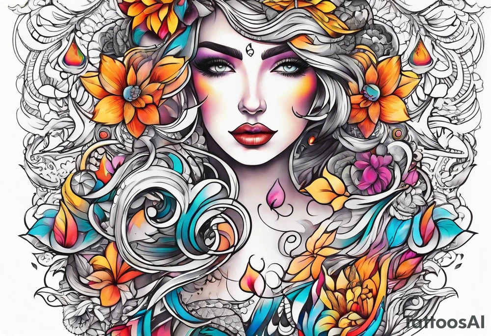 Half sleeve love design tattoo idea