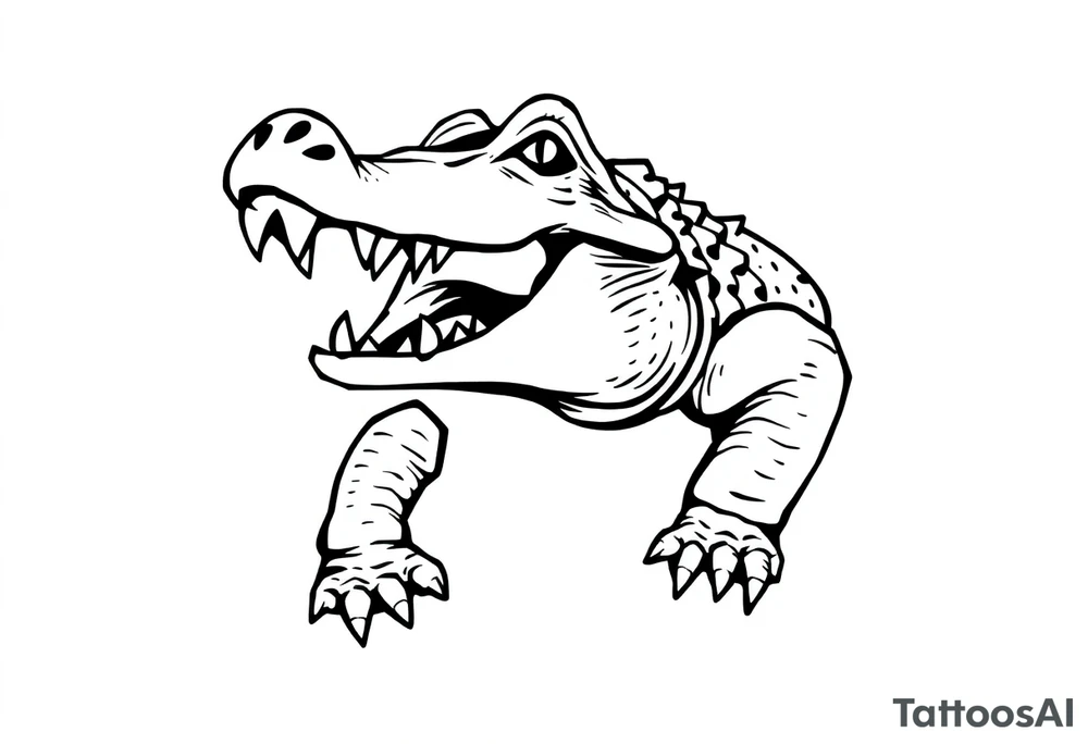 Traditional style angry alligator tattoo idea