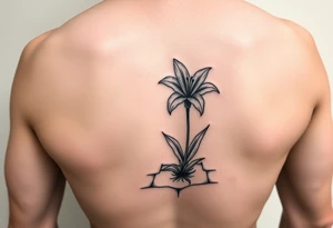 bathroom with lily coming up out of tile floor tattoo idea