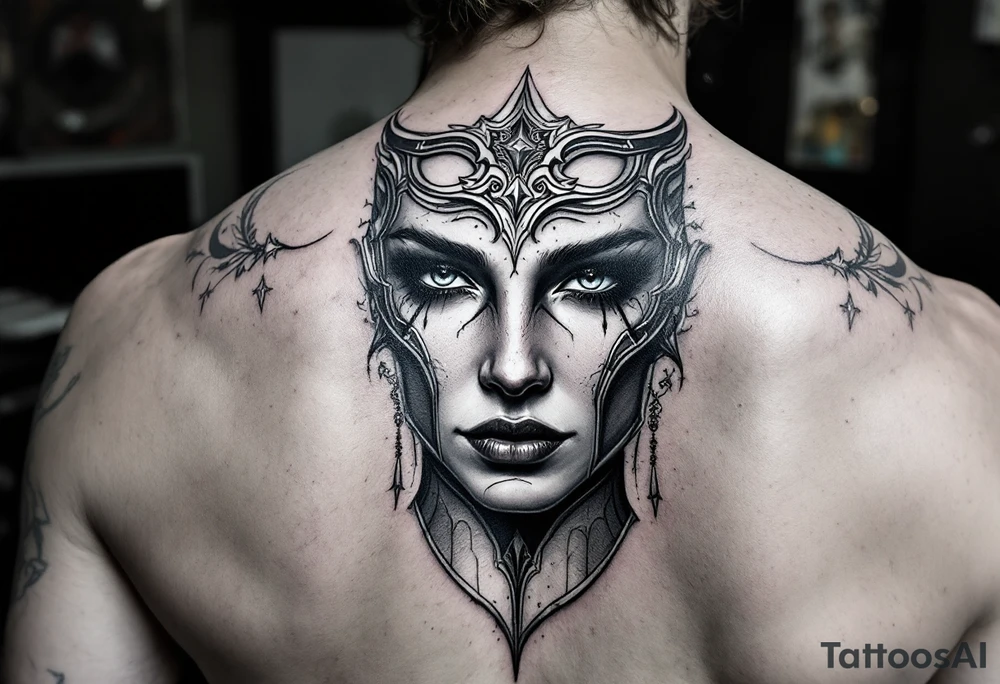 Shield maiden face tattoo idea