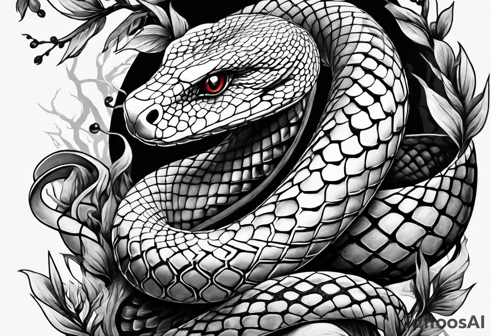 Snake wrapped around a tree tattoo idea