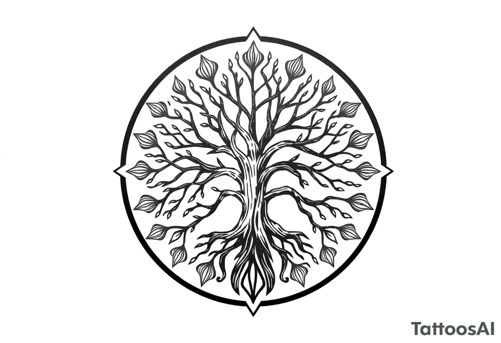 Tree of life circle tattoo idea