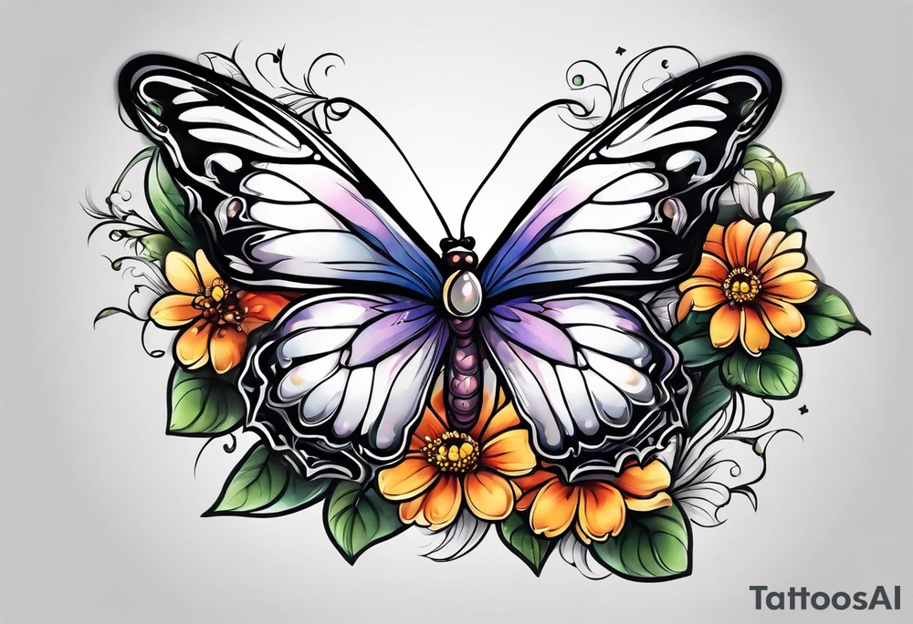 Butterfly on a flower tattoo idea