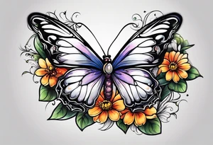 Butterfly on a flower tattoo idea