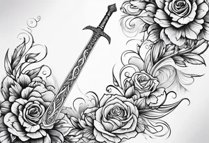 Thin sword downward alone tattoo idea