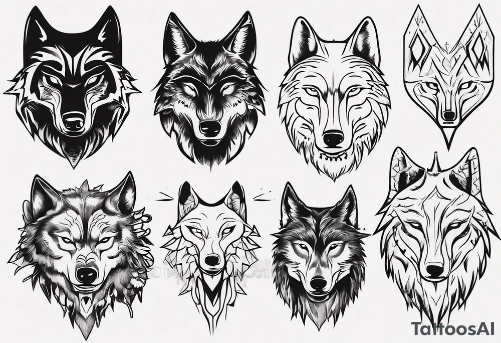 wolf head tattoo idea