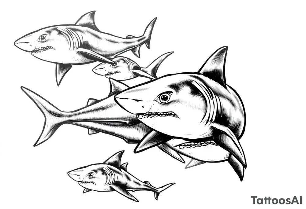 school of sharks from an above view tattoo idea