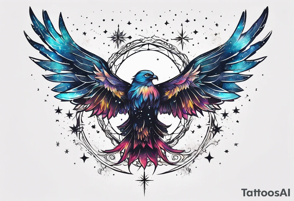 Constellation, wing , animal, snow , cross tattoo idea