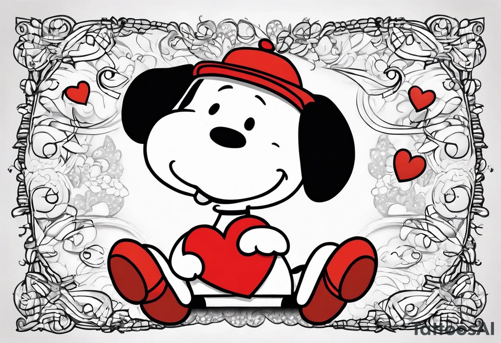 snoopy 2000s with a heart tattoo idea