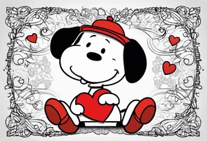 snoopy 2000s with a heart tattoo idea