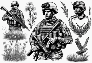 sas soldier in a meadow tattoo idea