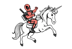 Deadpool riding unicorn tattoo idea
