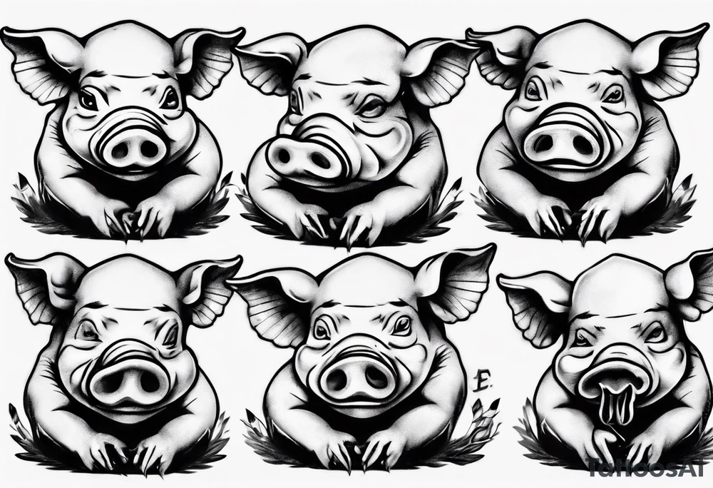 see no, hear no, speak no evil pig tattoo idea