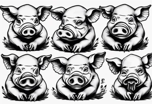 see no, hear no, speak no evil pig tattoo idea