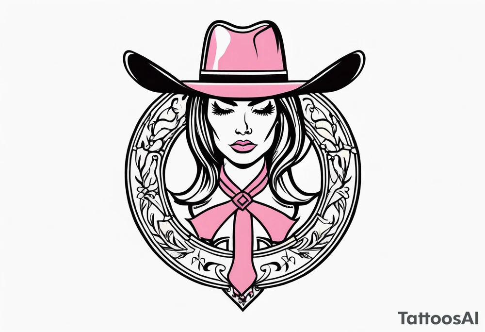 breast cancer ribbon survivor old west cowgirl simple tattoo idea