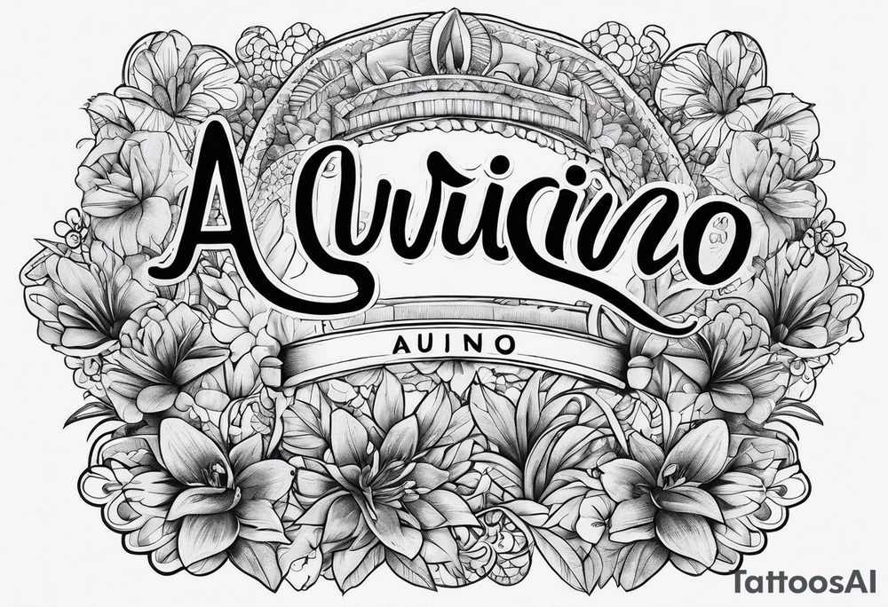 The word Aquino with script font tattoo idea