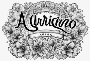 The word Aquino with script font tattoo idea