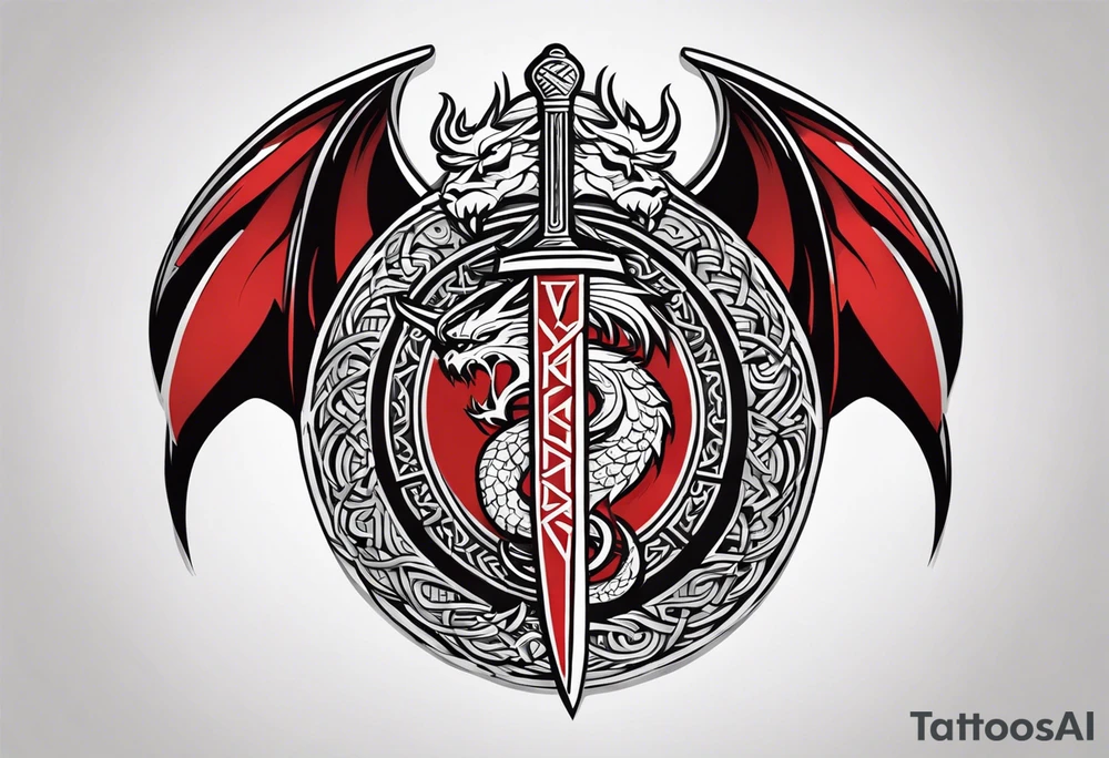 Viking sword Valhalla shield dragon tattoo idea