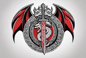 Viking sword Valhalla shield dragon tattoo idea