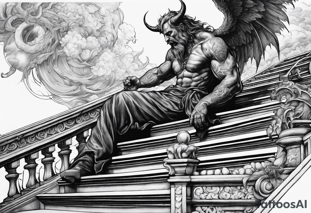 Satan fallen down on the stairway to heaven tattoo idea