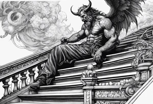 Satan fallen down on the stairway to heaven tattoo idea