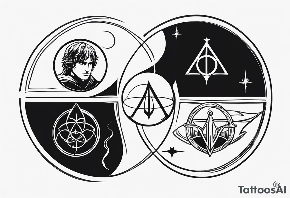 Lord of the rings with Harry Potter. Small and very simple. No portraits tattoo idea