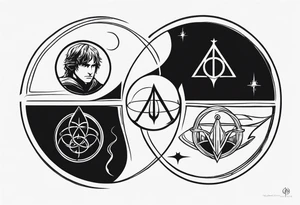 Lord of the rings with Harry Potter. Small and very simple. No portraits tattoo idea
