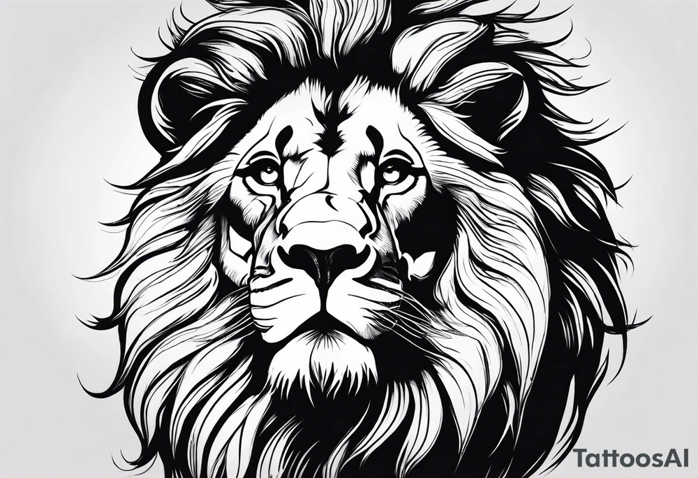 powerful majestic lion, close-up tattoo idea