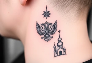 Top: Russian star 
Middle: russian double-headed eagle coat of arms
Bottom: Orthodox church dome with a cross tattoo idea