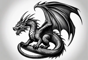 Realistic Medieval dragon climbing tattoo idea