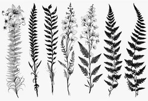 Sword fern and wild flower for a forearm tattoo idea