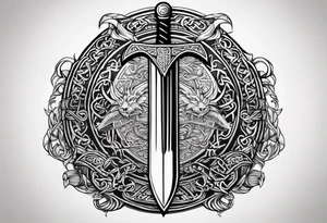 Viking sword Valhalla dragon shield tattoo idea