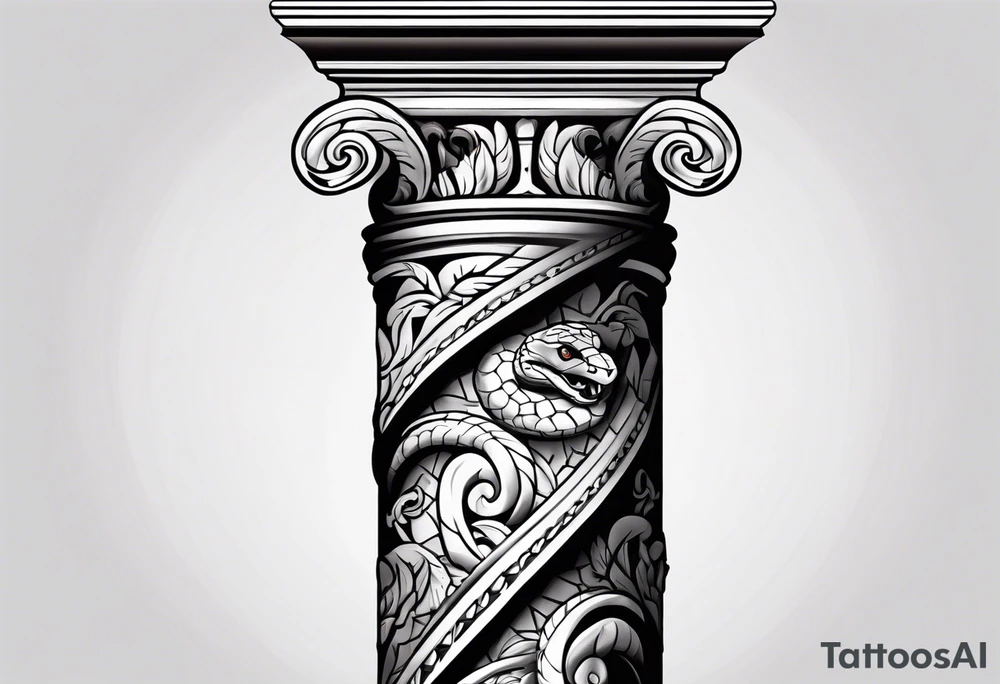 A grecque column with a snake climbing tattoo idea