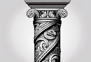 A grecque column with a snake climbing tattoo idea