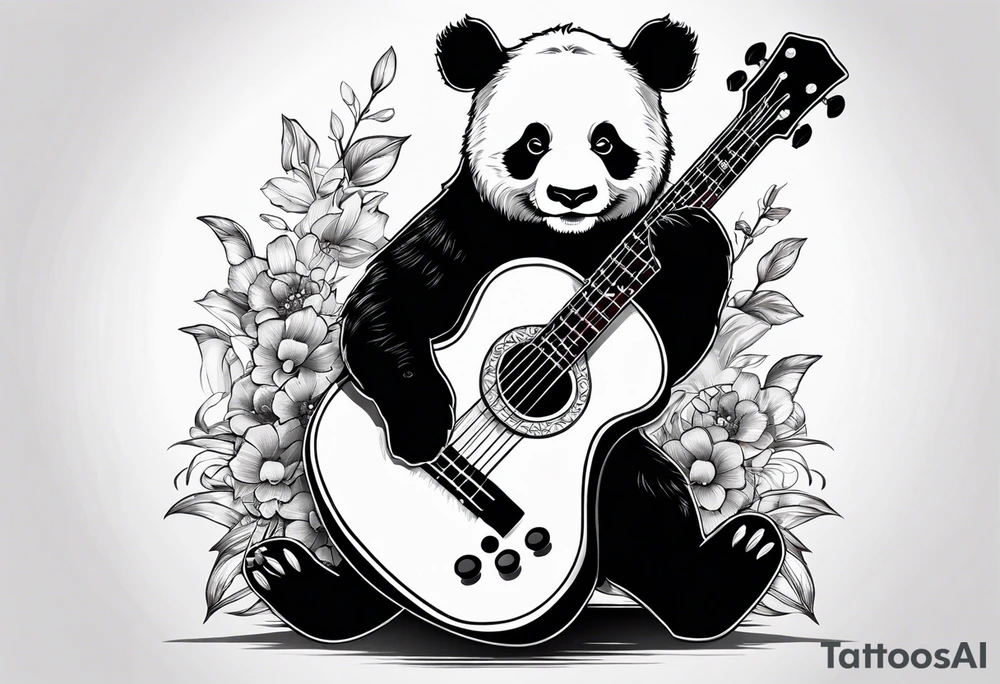A panda playing the bass guitar tattoo idea