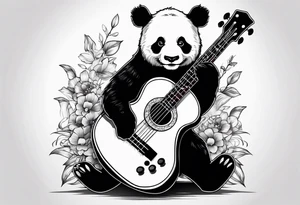 A panda playing the bass guitar tattoo idea