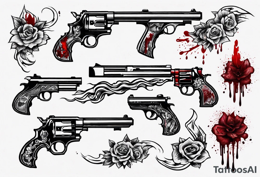 gun with blood tattoo idea