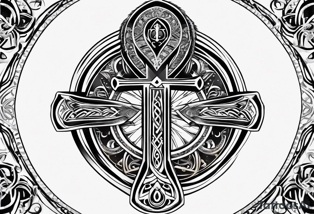 ankh mixed with Libra Zodiac Sign tattoo idea