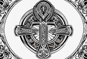 ankh mixed with Libra Zodiac Sign tattoo idea