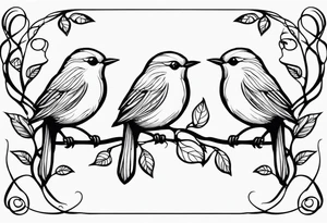 Small birds and vines tattoo idea