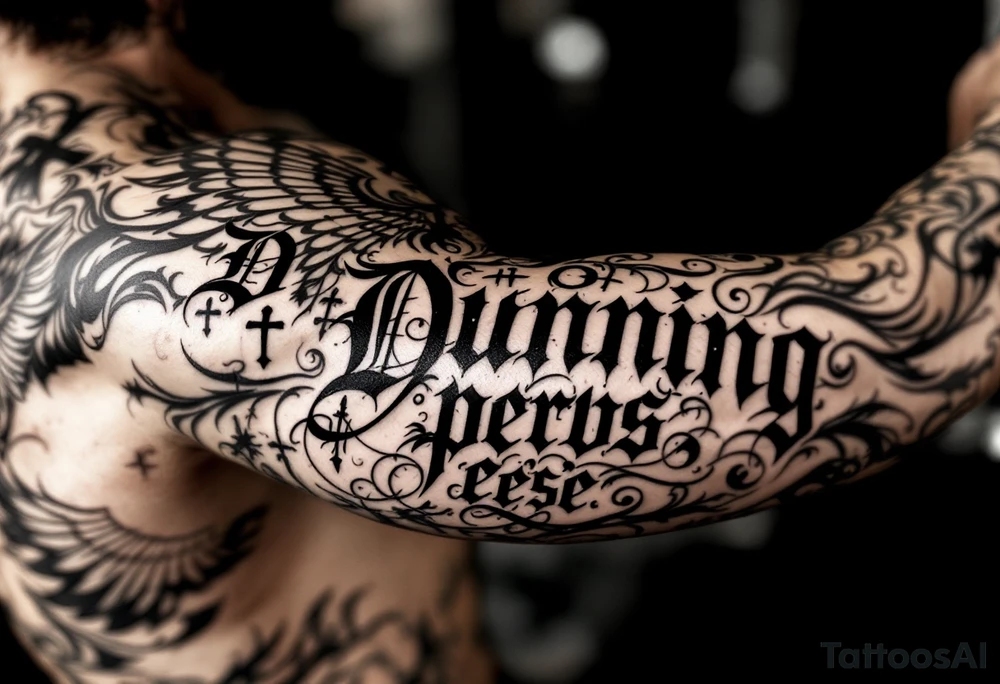 Dunning, proverbs verse,Romanian theme,cross,tribal patterns, bird wings tattoo idea