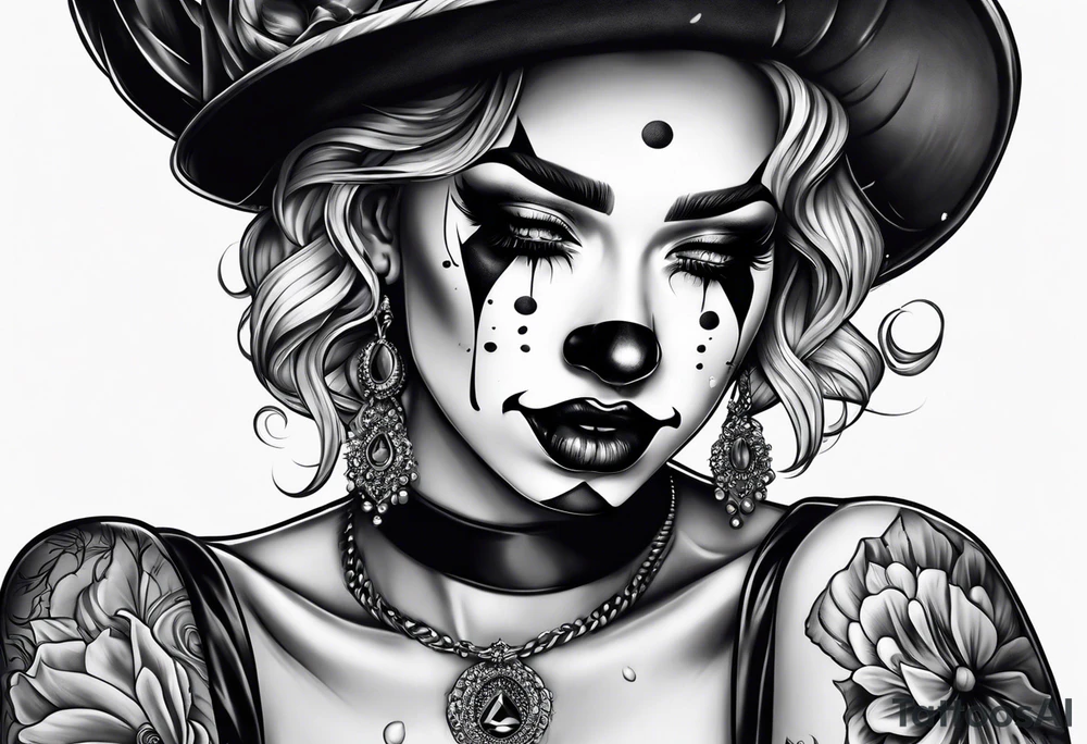 Girl clown crying tattoo idea